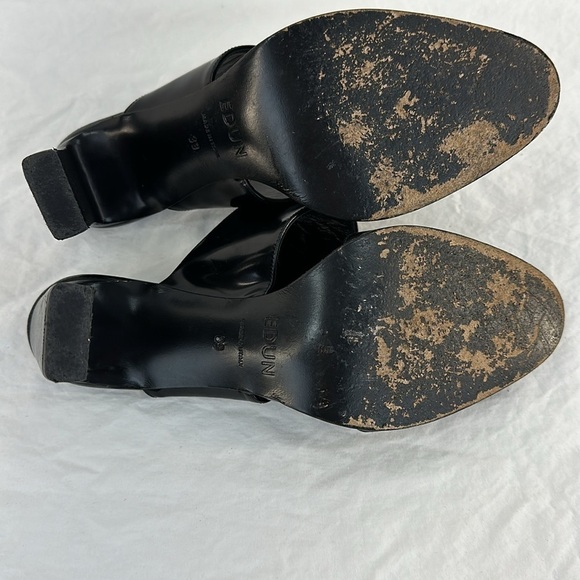 Edun Italian Made Closed Toe Heeled Leather Mules, 8 - Picture 8 of 9